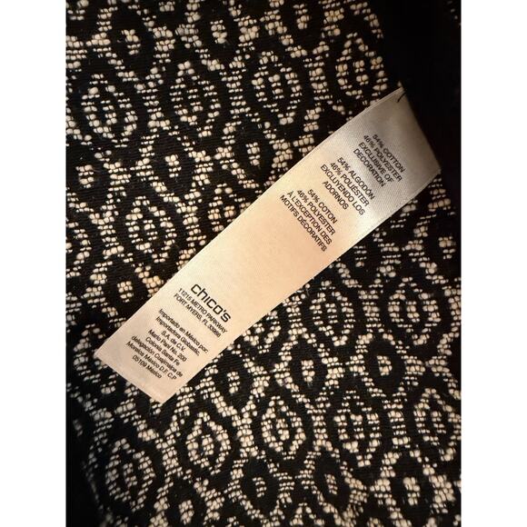 Chico's Open Black White Jacket Classy Chic Silver Fringe Accent Size 1 - Picture 3 of 5